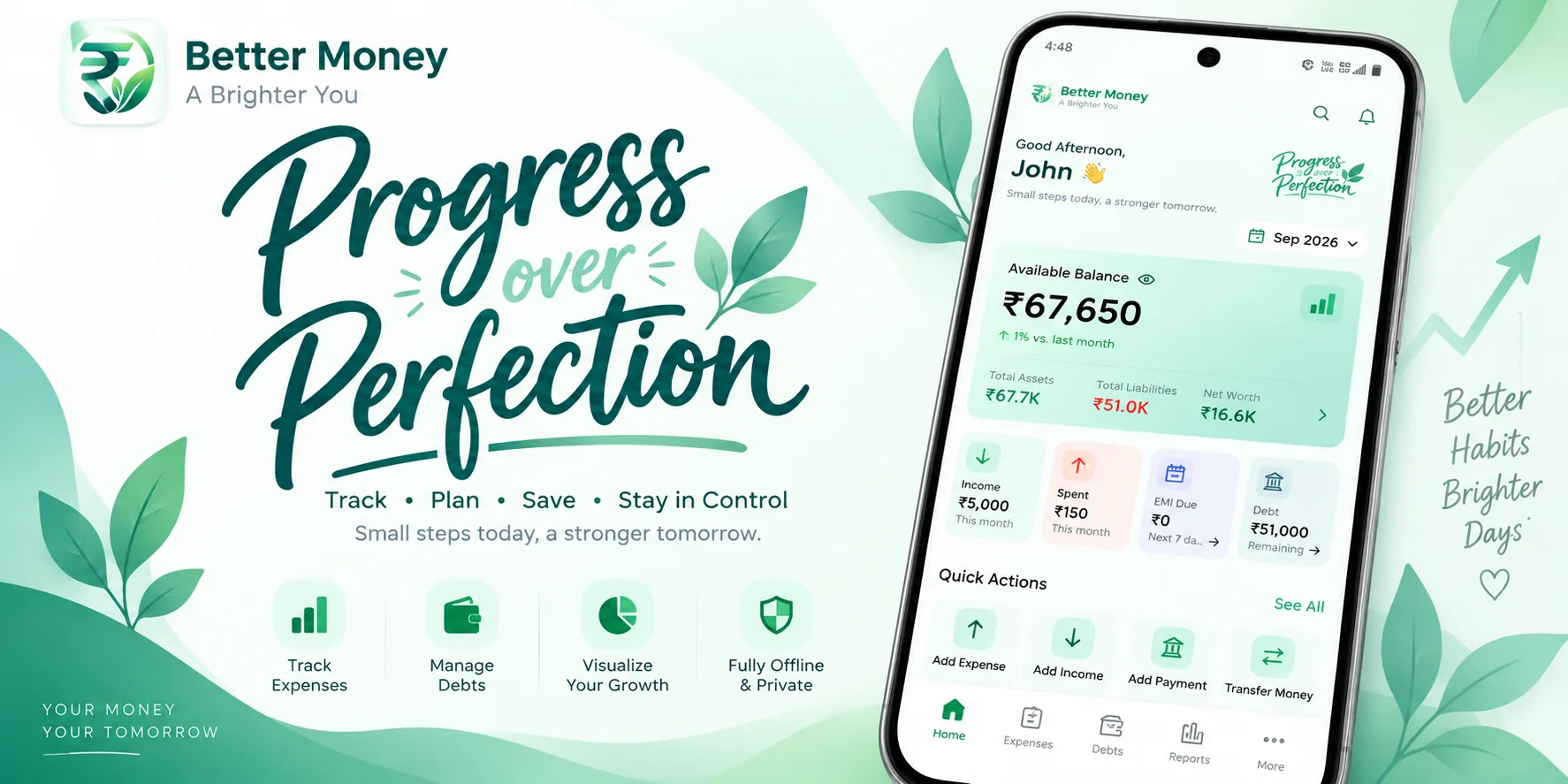 Interface preview for the Better Money project case study